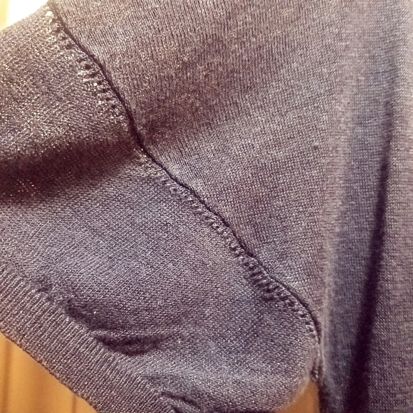 Sandro sheer blue linen knit blend dress Open Knit short sleeve Sz2 is US 4/6 - Picture 8 of 16